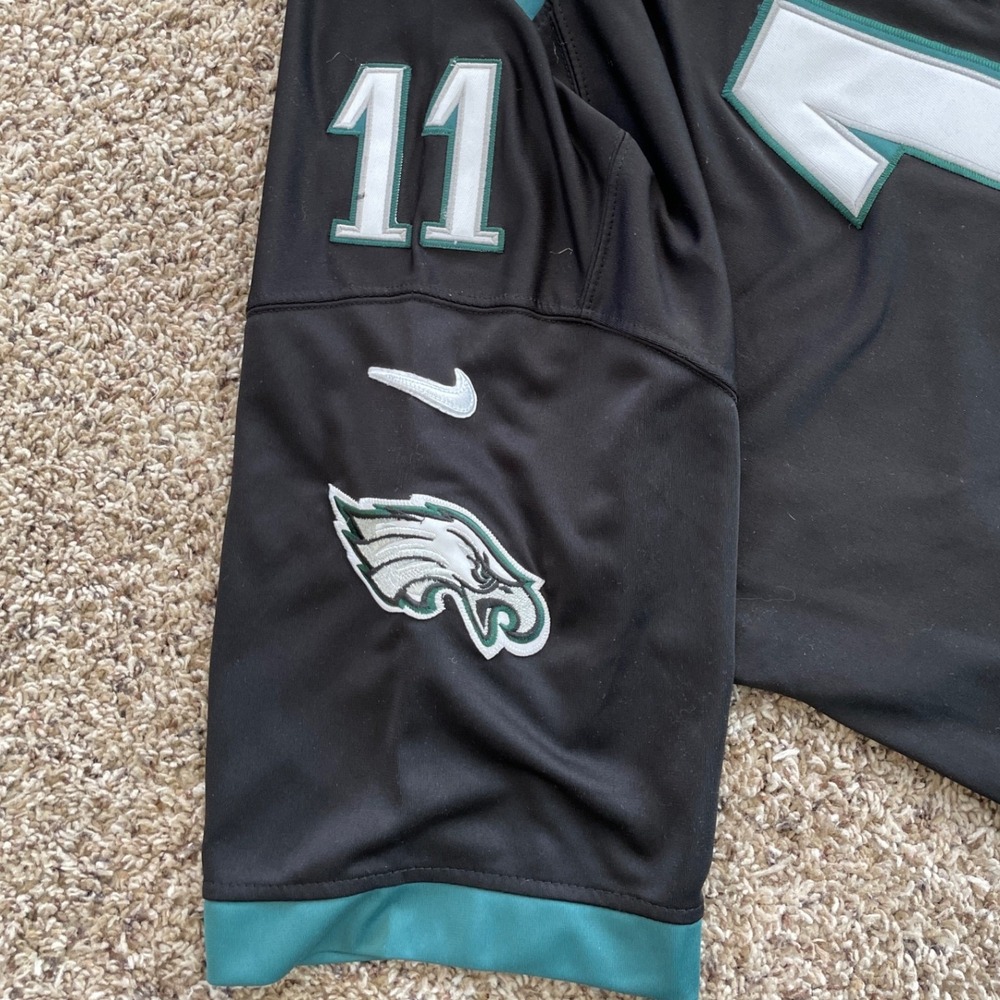 Nike Philadelphia Eagles Carson Wentz 11 NFL 100 Black Jersey Mens XL Stitched - Picture 10 of 16